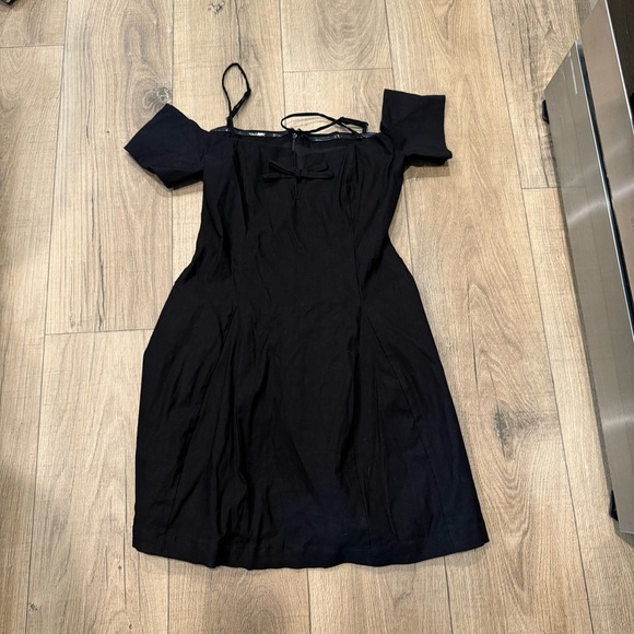 Anthropologie Maeve Off-The-Shoulder Bow Mini Dress Medium Black - Picture 1 of 3